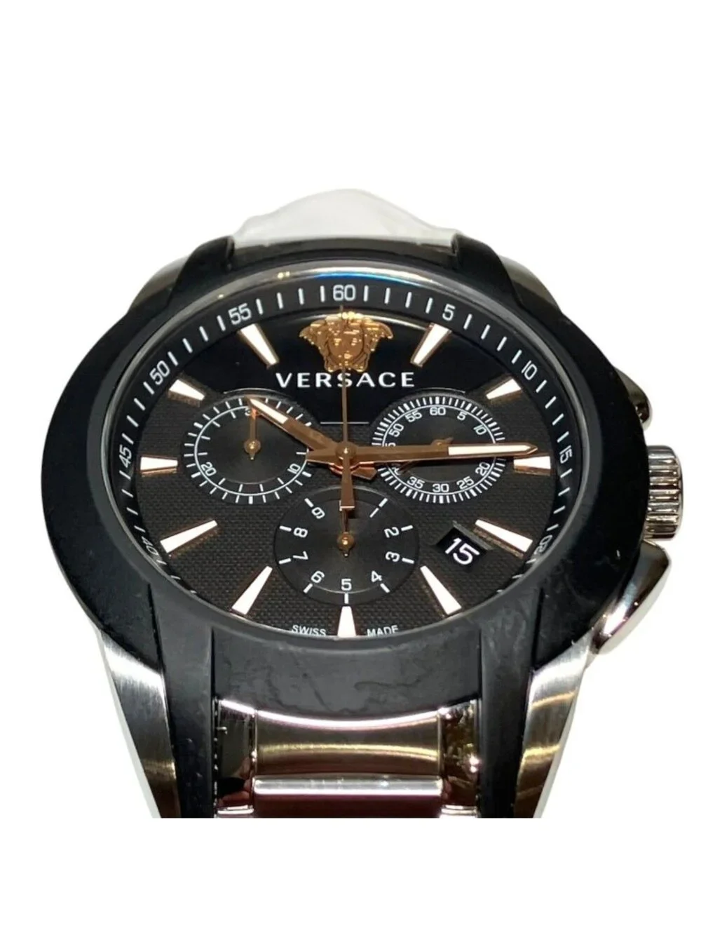 Versace Character Chrono Watch SS Quartz Black Dial